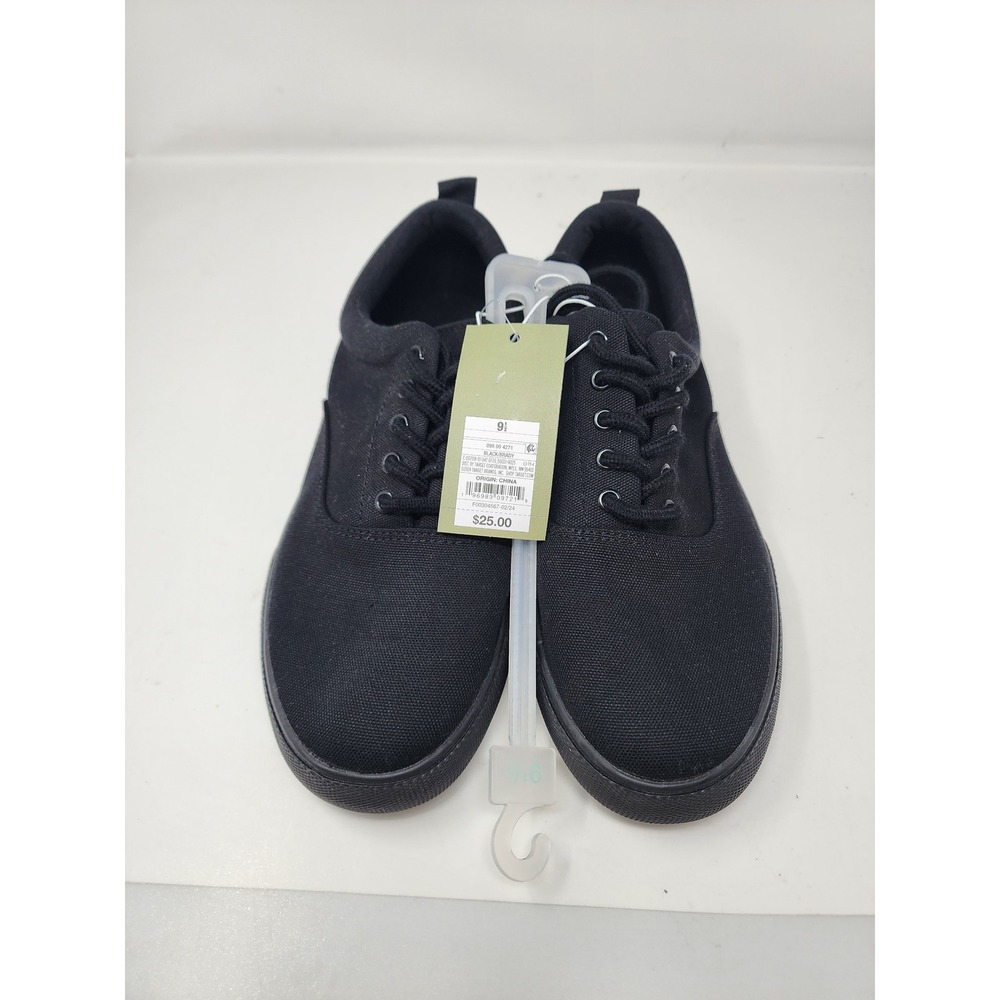 Goodfellow & Co Mens Low Top Lace Up Sneakers Black Canvas Casual Size 9.5